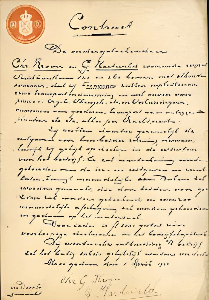 Het oprichtingscontract van Harteveld Verhuizingen uit 1922